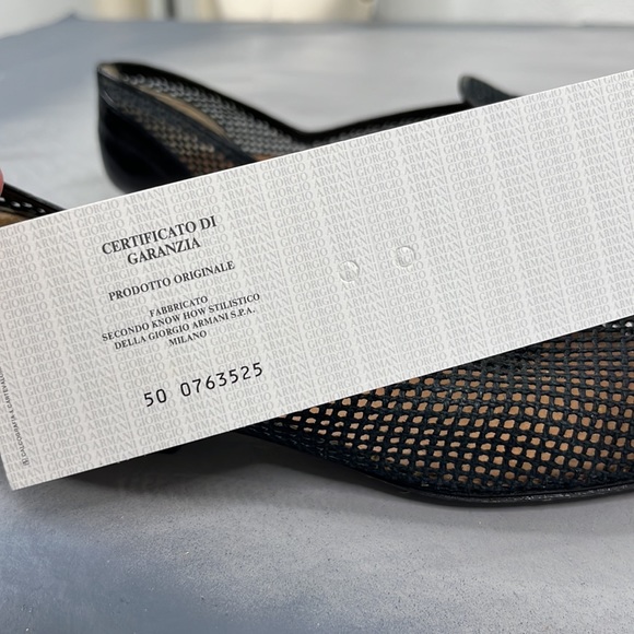 Giorgio Armani Mesh Leather Toe Cap D’Orsay Flats - Picture 9 of 10